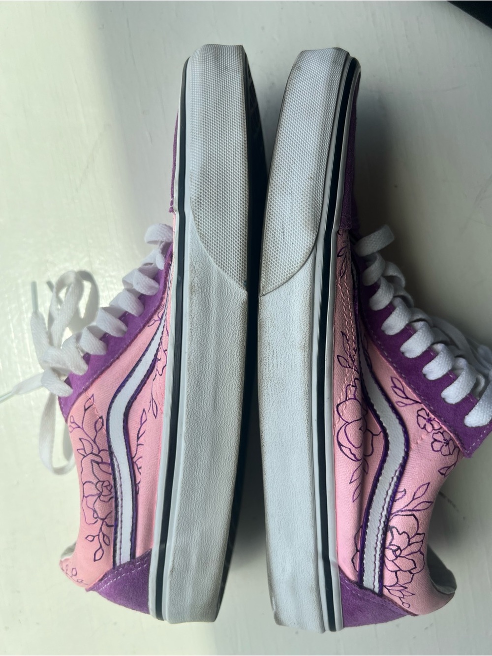 Vans Purple Suede with Pink Floral Shoes, 9.5 women’s - Picture 9 of 9